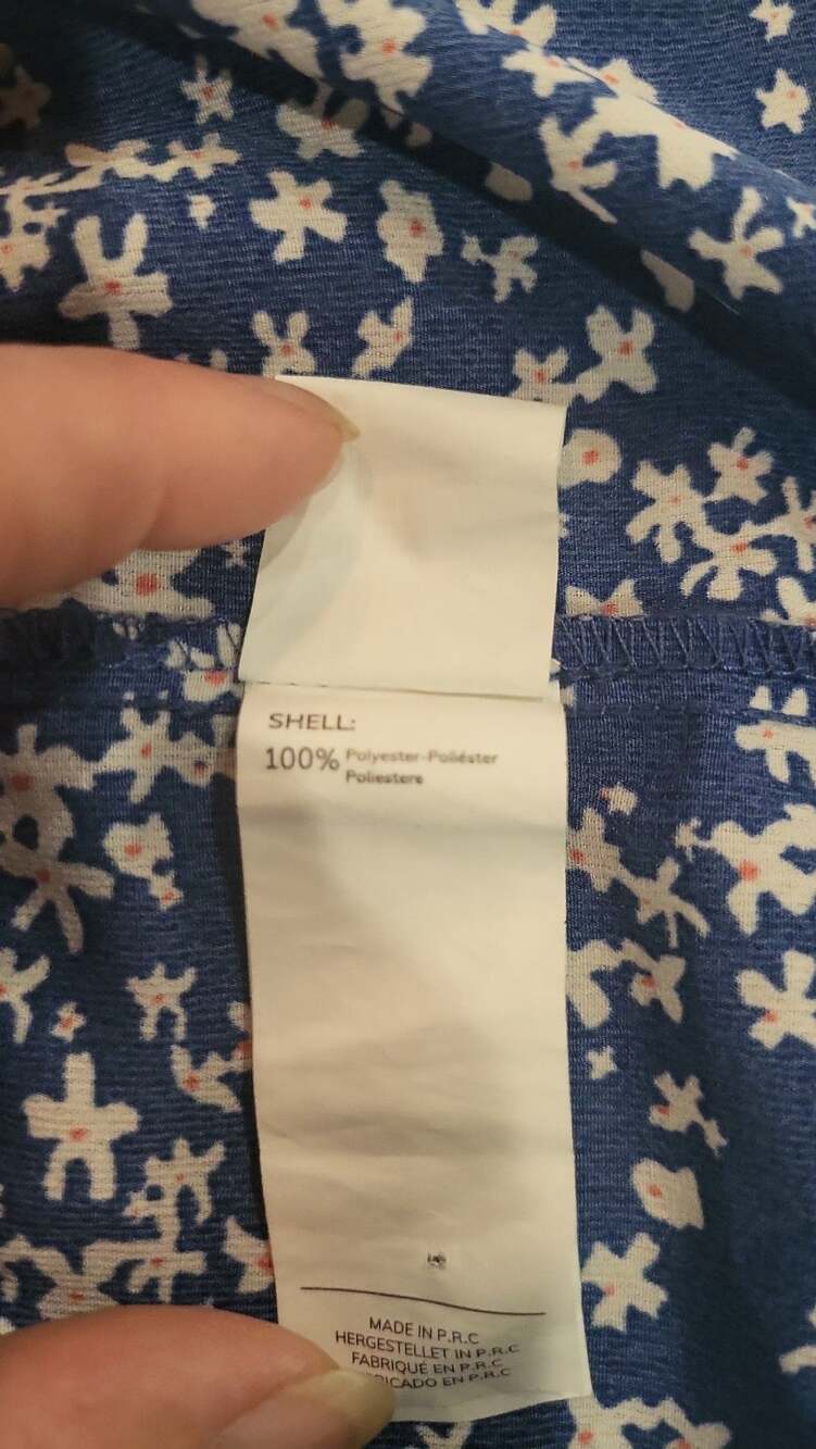 Cupshe Blue and White Tiny Floral V-Neck Ruffle Hem Mini Dress, M